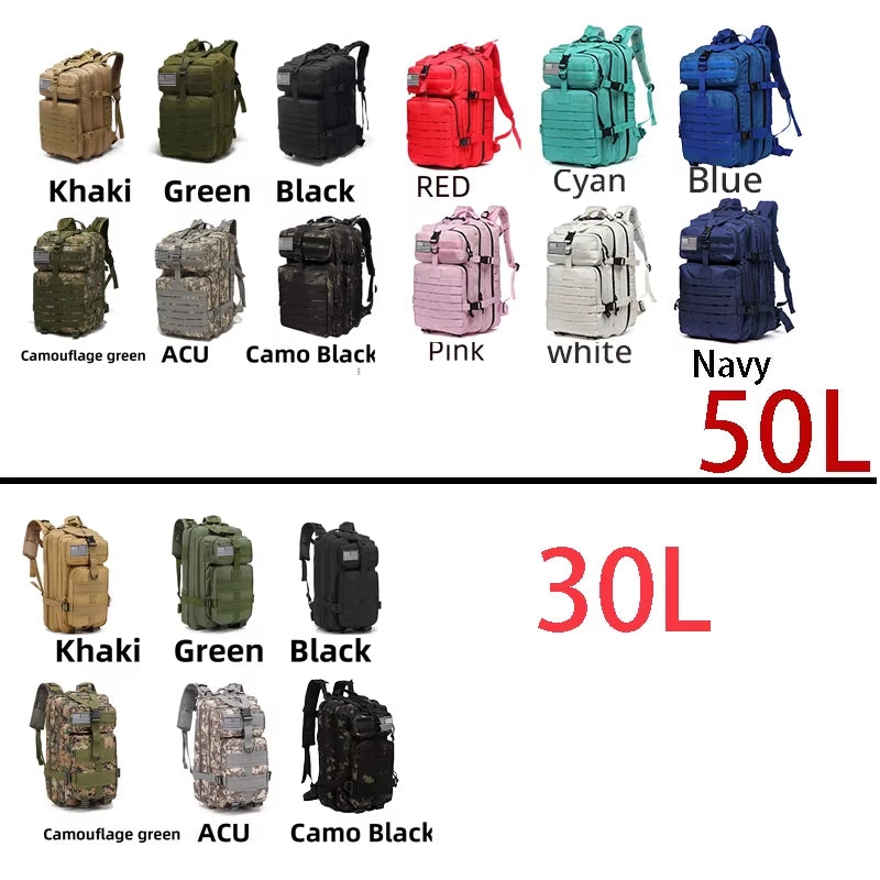 30L/50L 1000D Nylon Waterproof Trekking Fishing Hunting Bag Backpack Outdoor Rucksacks Tactical Sports Camping Hiking