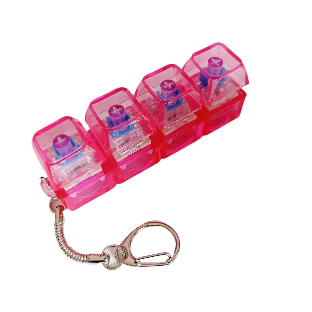 4 Keys Keyboard Decompression Toy Party Stress Relief Fidget Button Clicker Fidget Keychain Keyboard Keychain Finger Keyboard