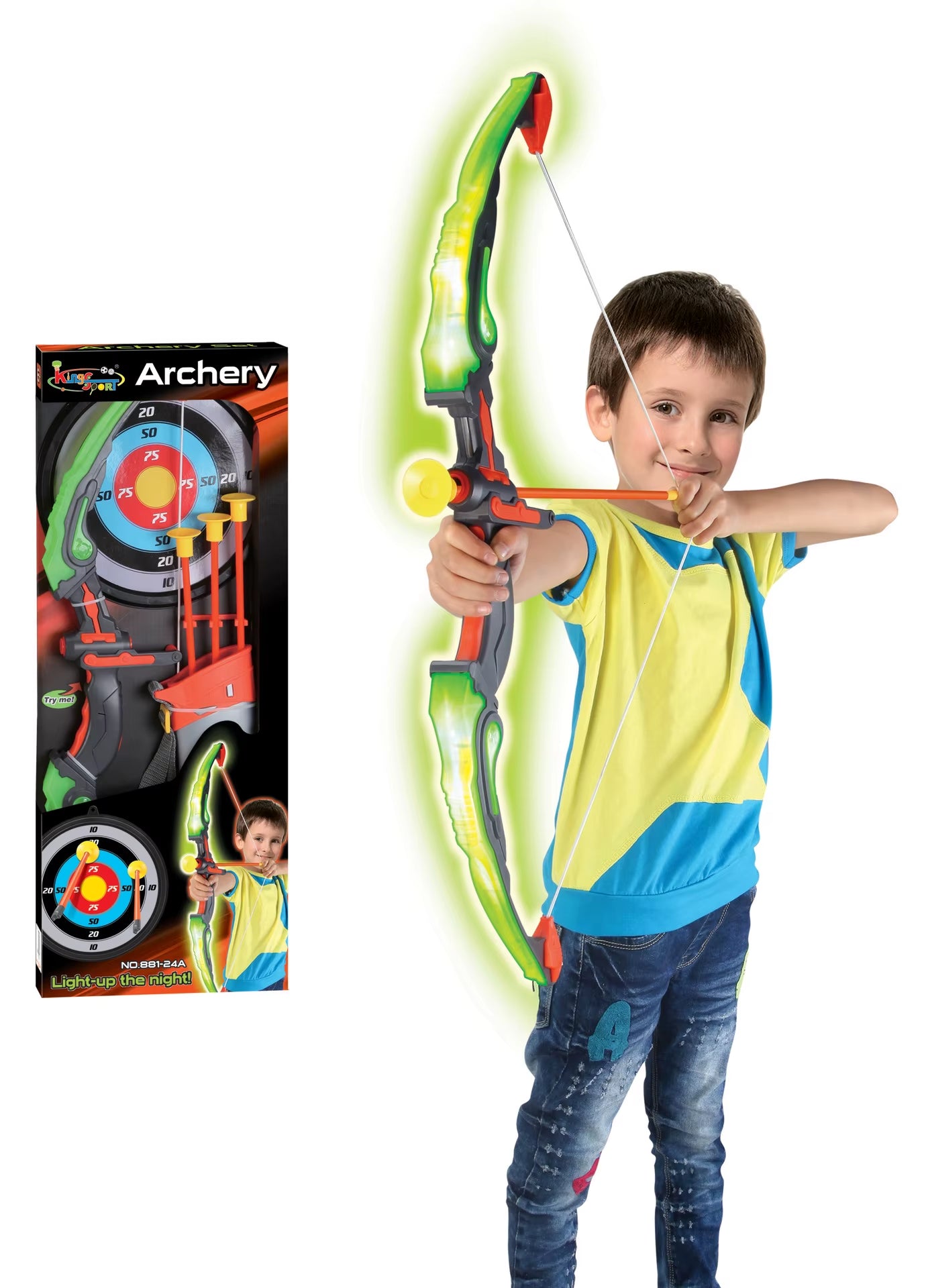 Kids Shooting Set Bow and Arrow Set with Flashing Pink LED Lights Arrow Rack Target and Quiver Hunting Chain for Boys Girls