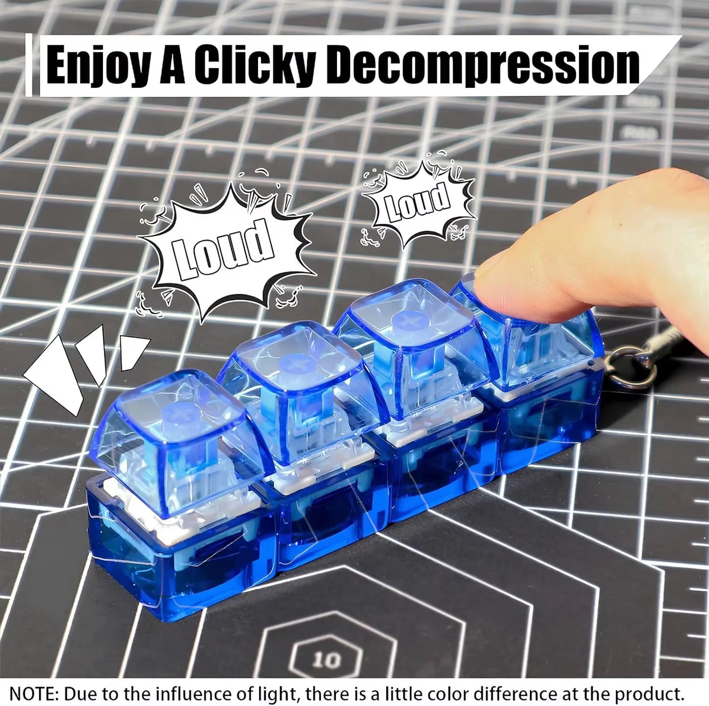 4 Keys Keyboard Decompression Toy Party Stress Relief Fidget Button Clicker Fidget Keychain Keyboard Keychain Finger Keyboard