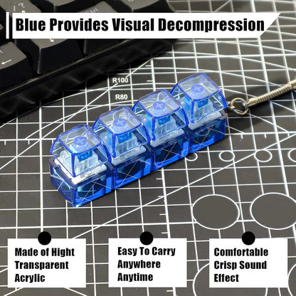 4 Keys Keyboard Decompression Toy Party Stress Relief Fidget Button Clicker Fidget Keychain Keyboard Keychain Finger Keyboard